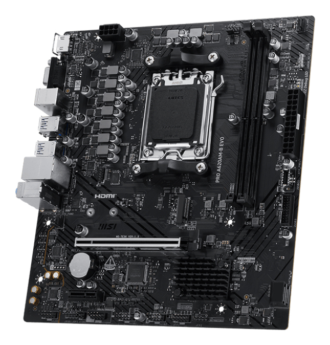 MSI PRO A620AM-B EVO - Motherboard - micro ATX - Socket AM5 - AMD A620A Chipsatz - USB 3.2 Gen 1, USB-C 3.2 Gen 1 - 2.5 Gigabit LAN - Onboard-Grafik (CPU erforderlich)
