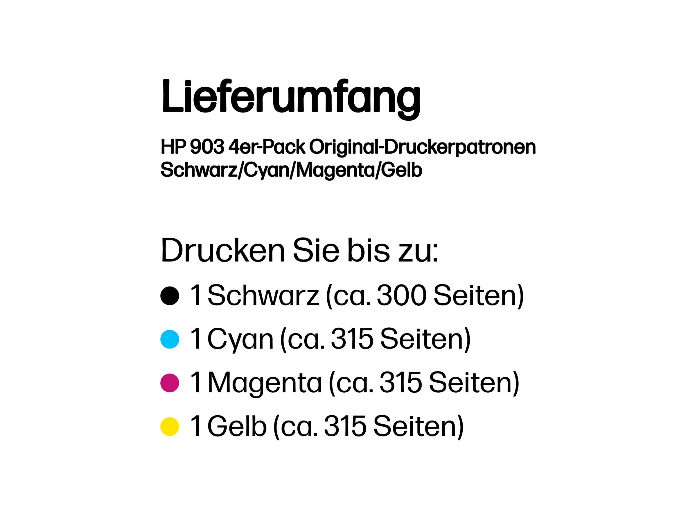HP 903 - 4er-Pack - Schwarz, Gelb, Cyan, Magenta