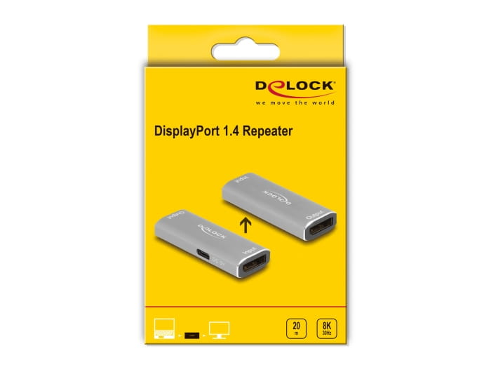 Delock Repeater - DisplayPort - 20-poliger DisplayPort / 20-poliger DisplayPort