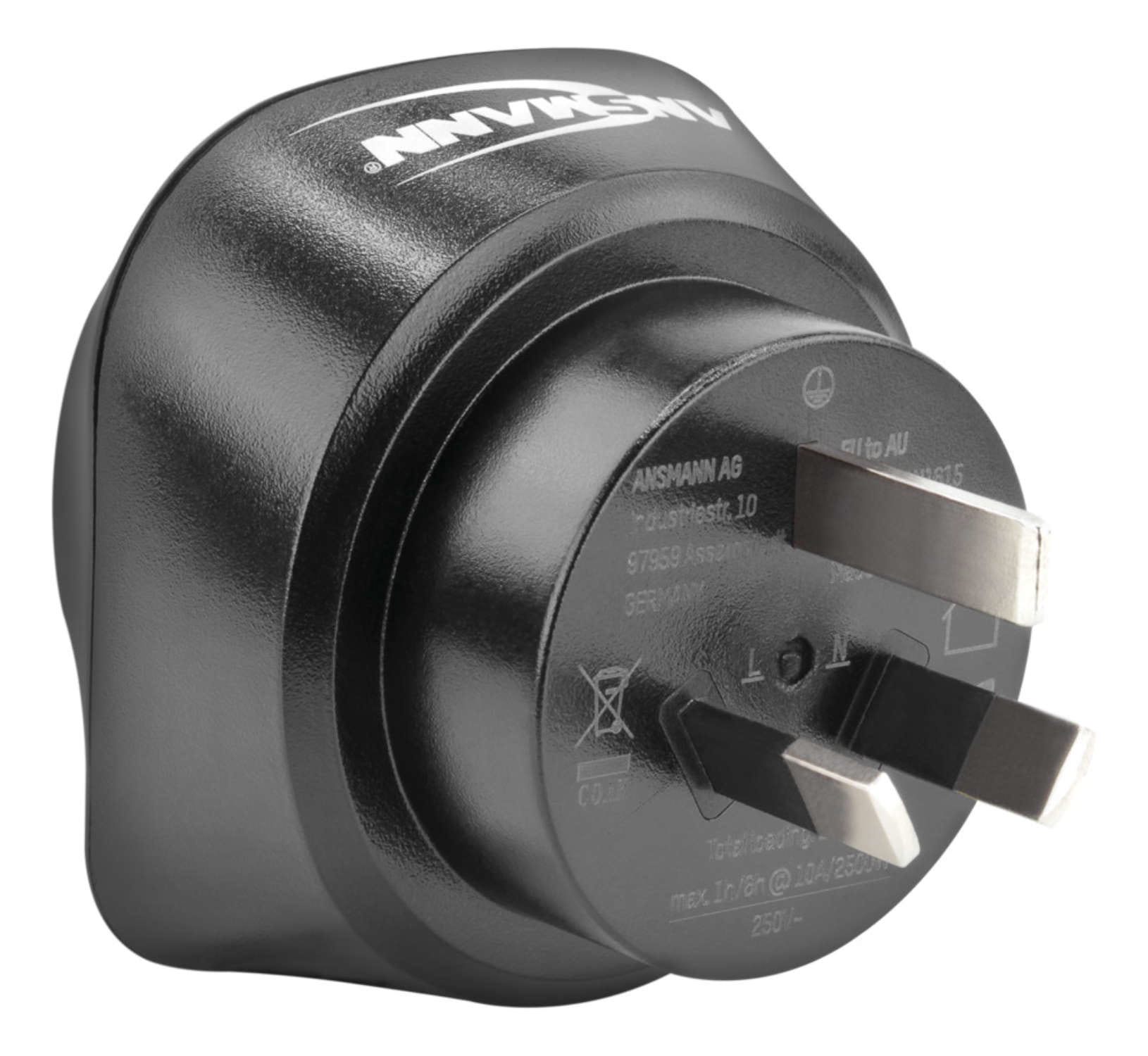 Ansmann 1250-0033, Typ I (AU), Typ C (Euro-Stecker), Gerade, Gerade, 250 V, 10 A