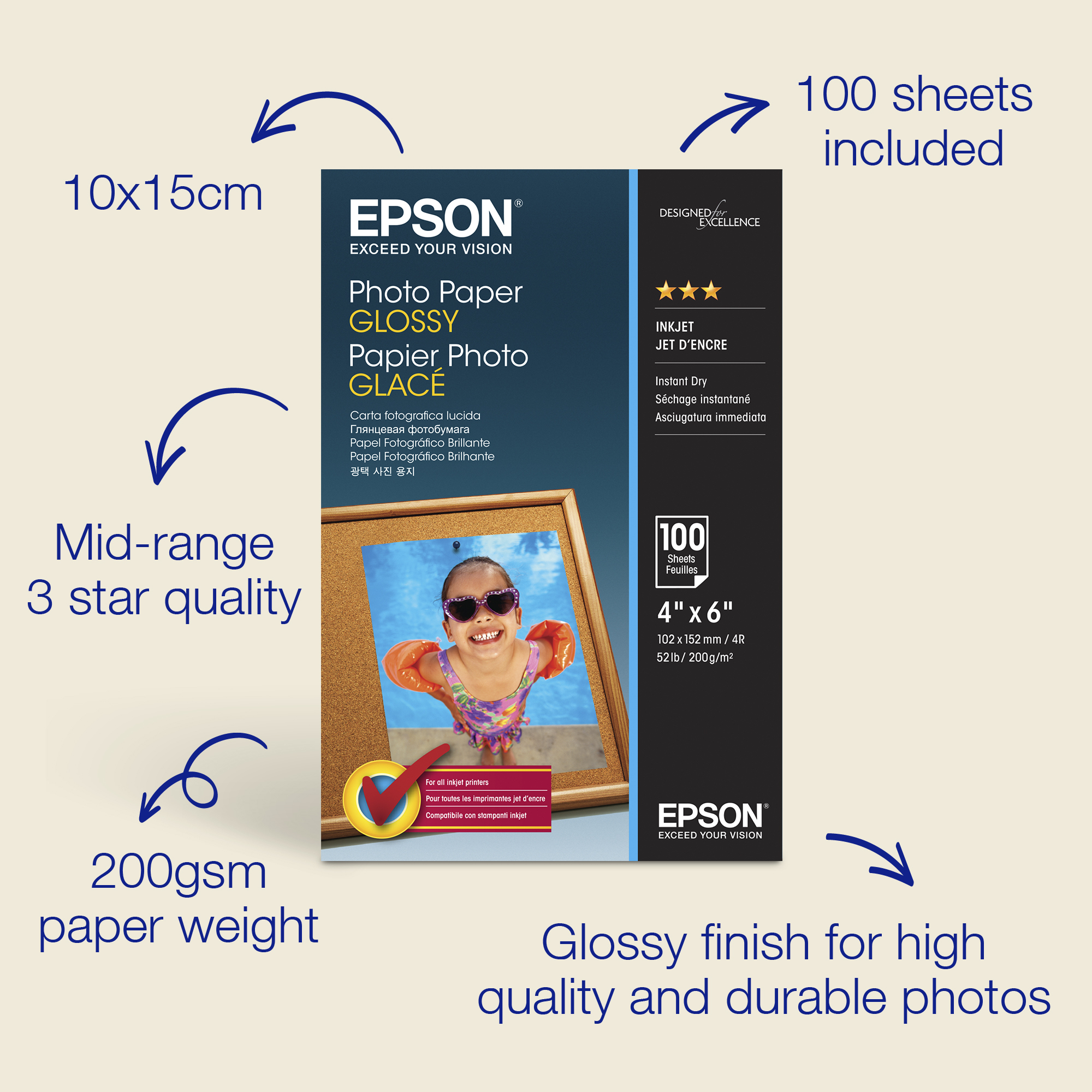 Epson Glänzend - 102 x 152 mm - 200 g/m² -