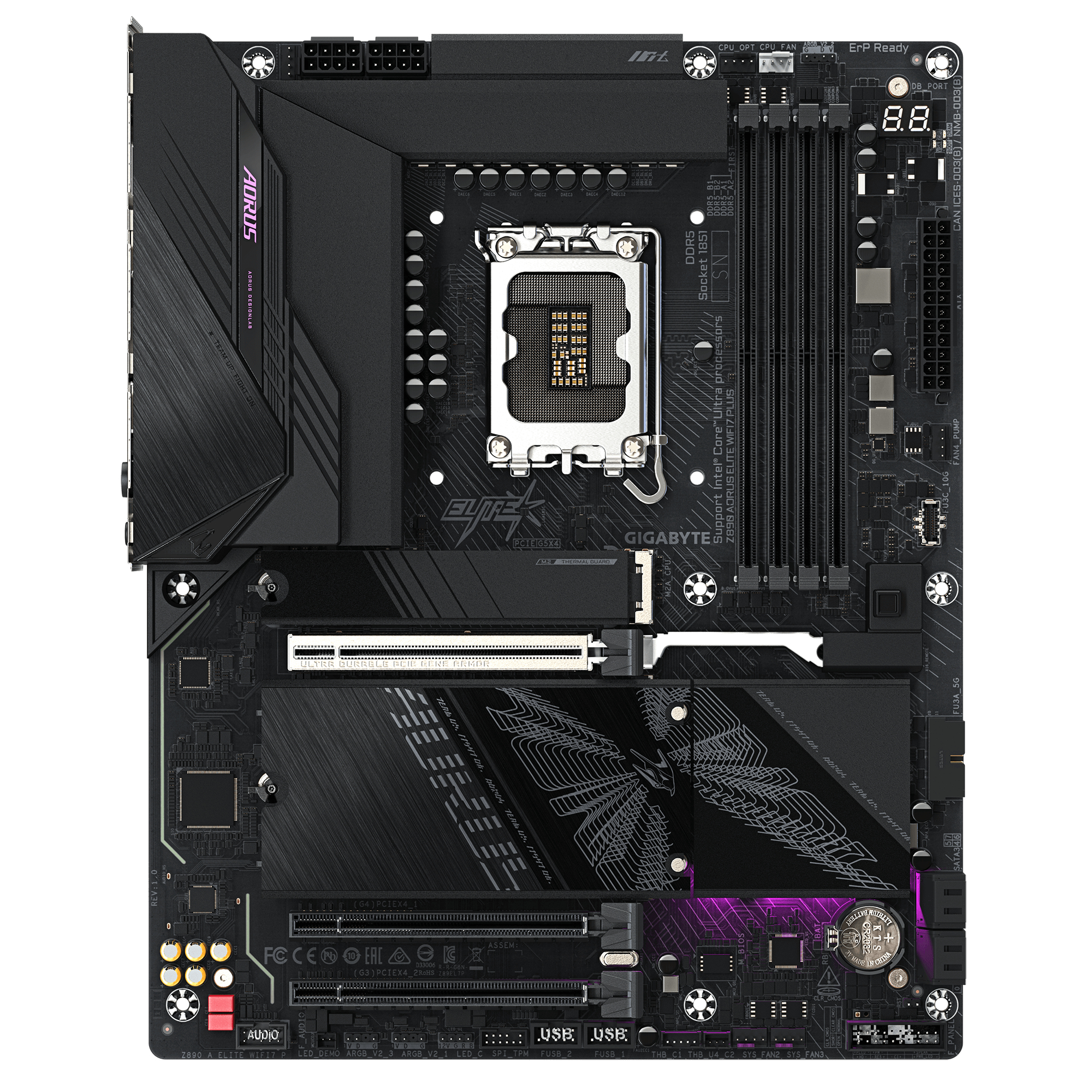 Gigabyte AORUS Z890 ELITE WIFI7 PLUS - Motherboard - ATX - LGA1851 Sockel - Z890 Chipsatz - USB4, USB-C 3.2 Gen2, USB 3.2 Gen 2, USB 3.2 Gen 1 - Bluetooth, Wi-Fi 7, 5 Gigabit Ethernet - Onboard-Grafik (CPU erforderlich)
