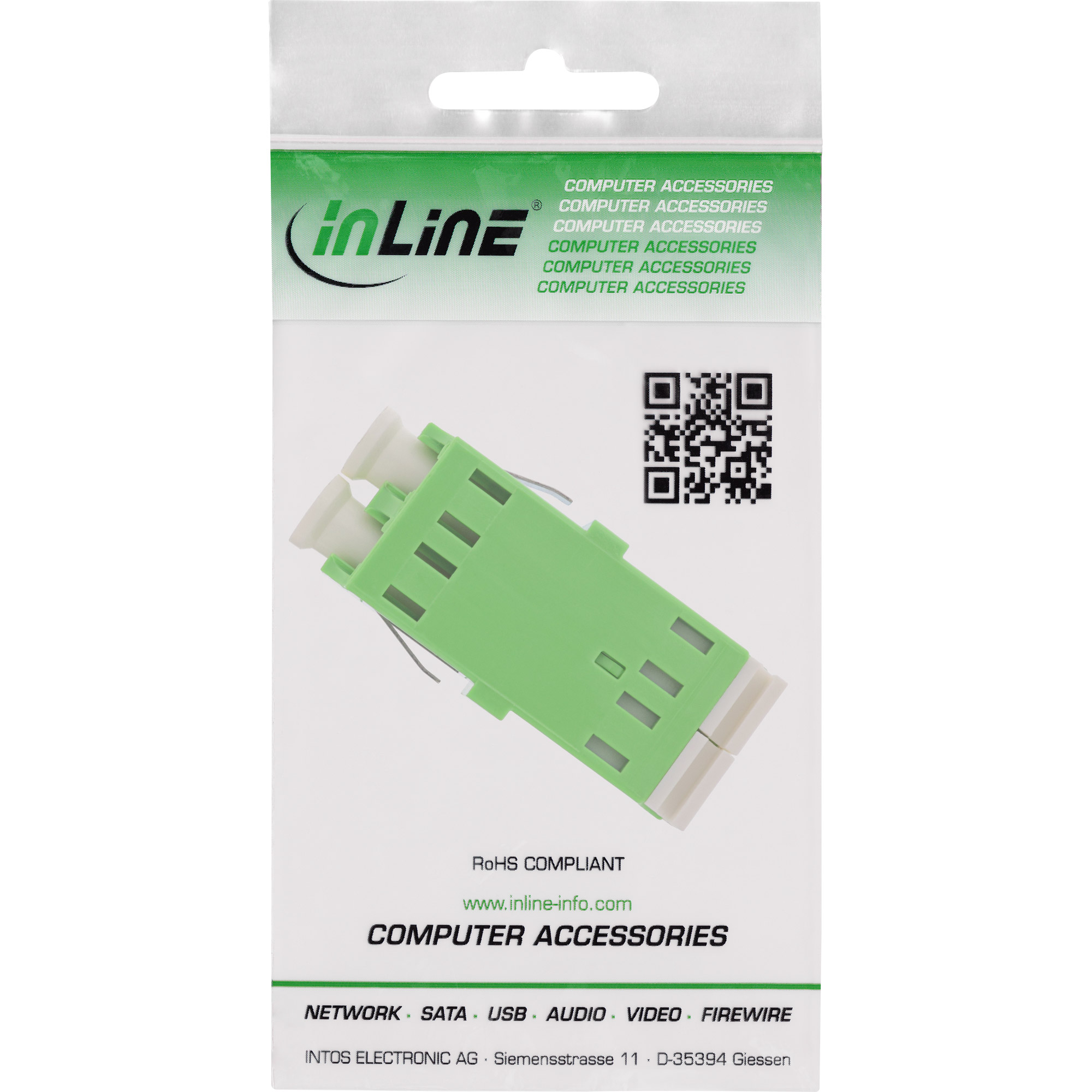 InLine LWL Kupplung - Duplex LC/LC - singlemode - grün - Keramik-Hülse