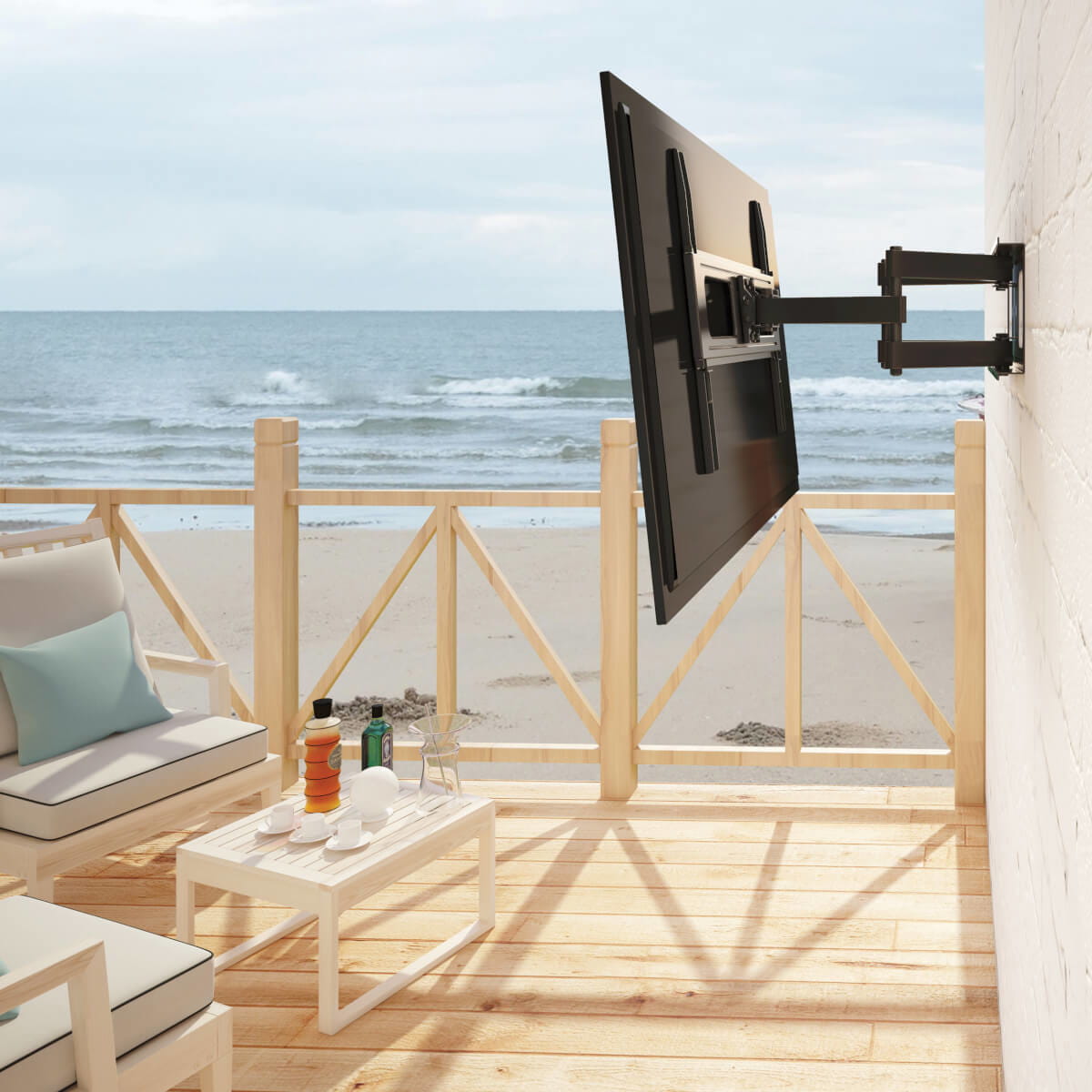 Tripp Eaton Tripp Lite Series TV Wall Mount Outdoor Full-Motion with Fully Articulating Arm for 37" to 80" Flat-Screen Displays - Klammer - Voll beweglich - für TV / Bildschirm - Stahl - Schwarz - Bildschirmgröße: 94-203 cm (37"-80")
