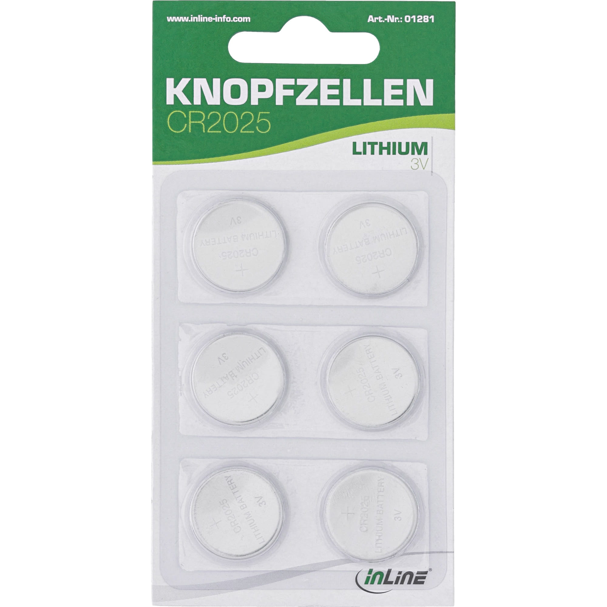 InLine CR2025 Knopfzellen - 3V Lithium - 6er Blister