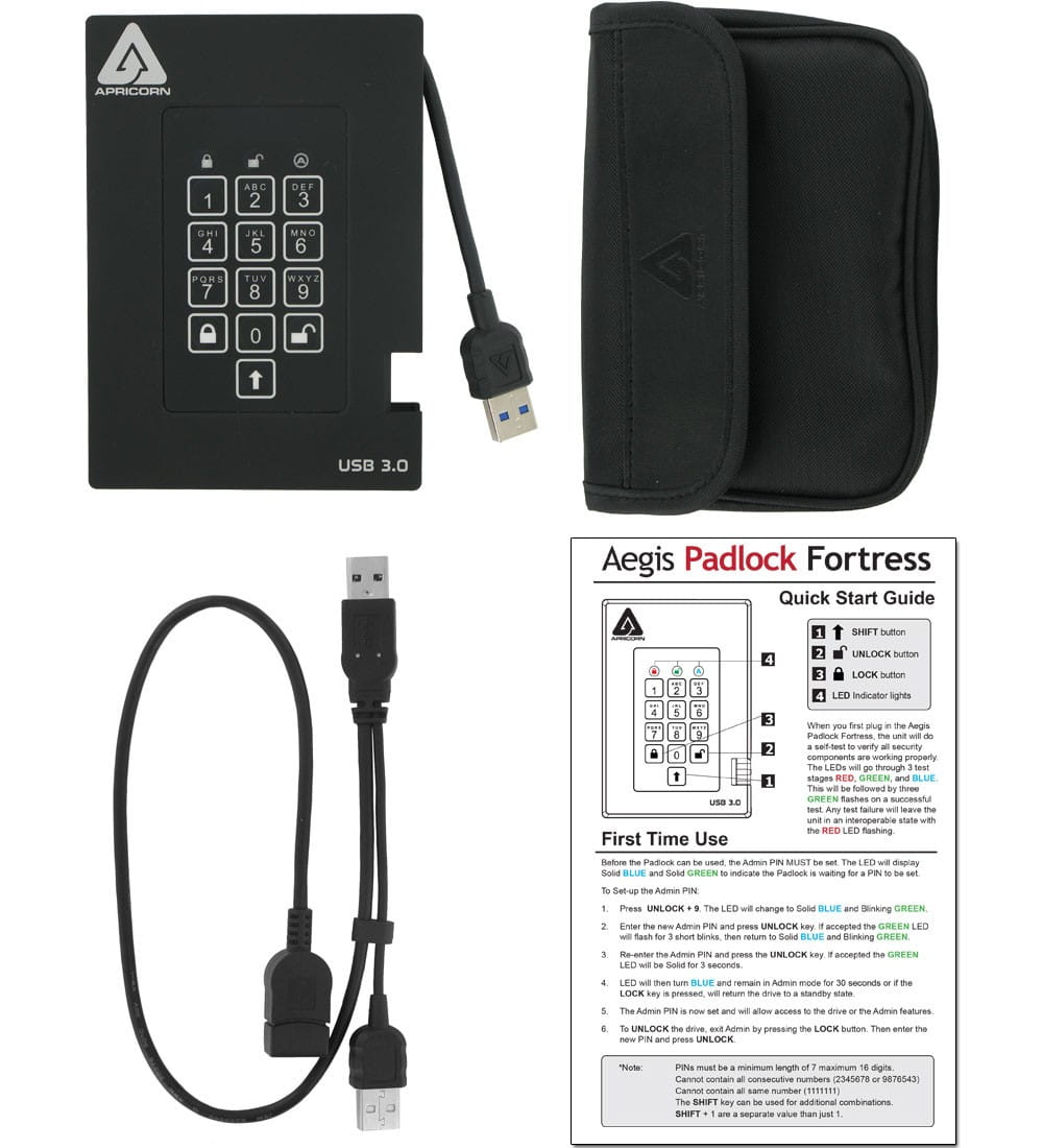 Apricorn Aegis Padlock Fortress - SSD - verschlüsselt - 256 GB - extern (tragbar)