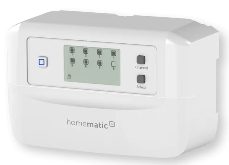 eQ-3 AG Homematic IP Fußbodenheizungscontroller - 8 Kanäle, motorisch, Digitales Thermostat, Room, RF, Weiß, IP20, Tasten