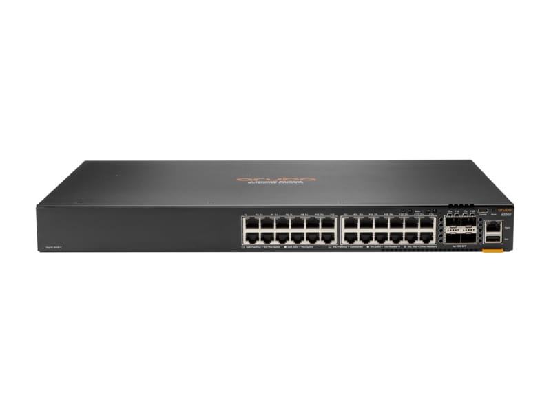 HPE Aruba 6300F - Switch - L3 - managed - 24 x 10/100/1000 + 4 x 1 Gigabit / 10 Gigabit / 25 Gigabit / 50 Gigabit SFP56 (Uplink / Stacking)