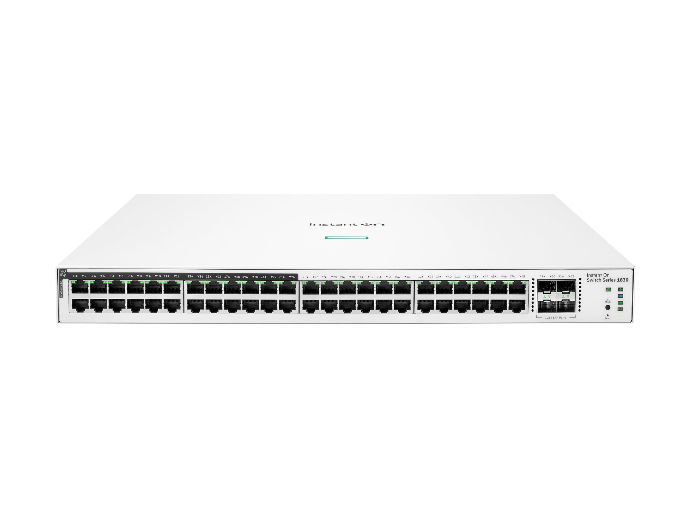 HPE Networking Instant On 1830 48G 24p Class4 PoE 4SFP 370W Switch - Switch - Smart - 24 x 10/100/1000 + 24 x 10/100/1000 (PoE+) - managed