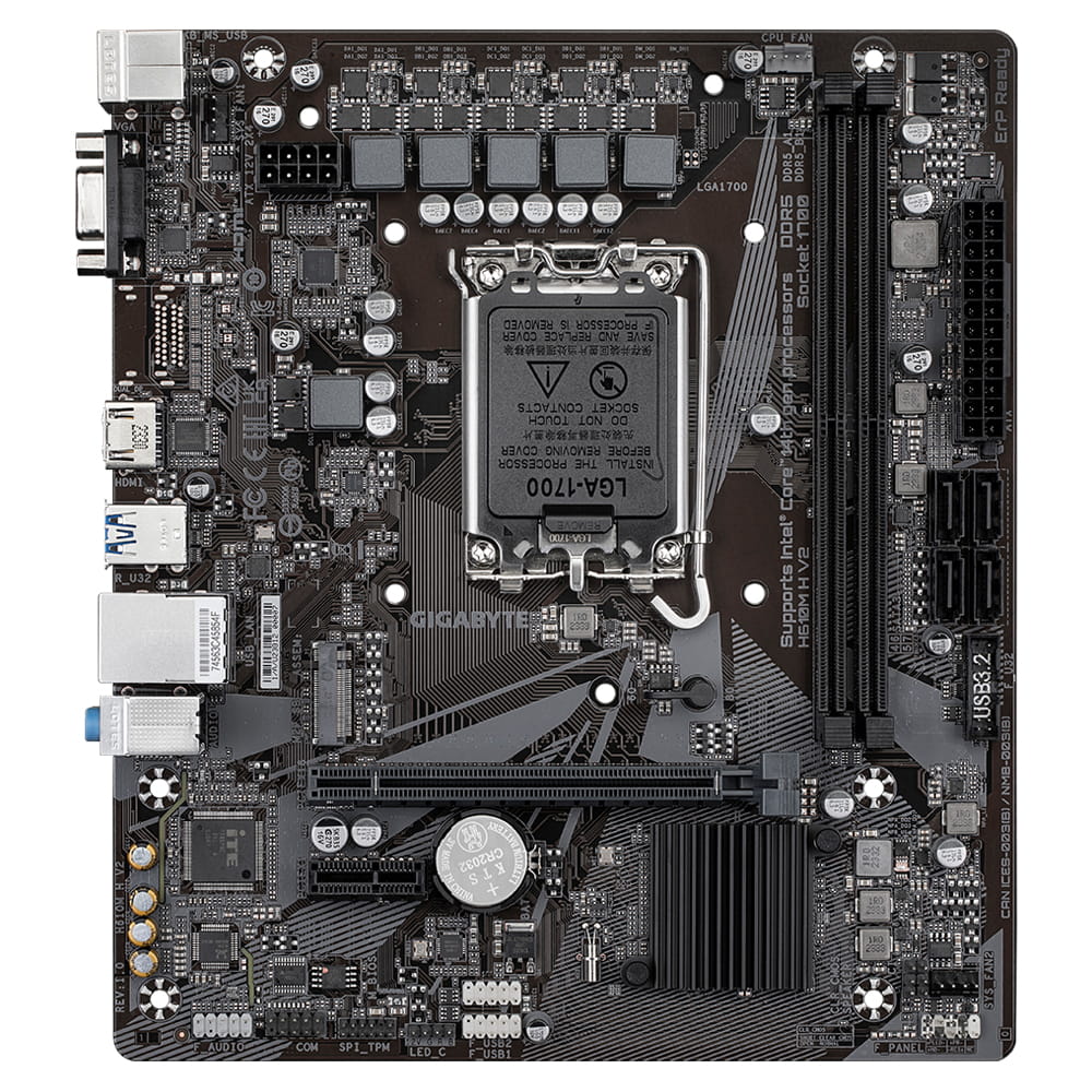 Gigabyte H610M H V2 - 1.0 - Motherboard - micro ATX - LGA1700 Sockel - H610 Chipsatz - USB 3.2 Gen 1 - Gigabit LAN - Onboard-Grafik (CPU erforderlich)