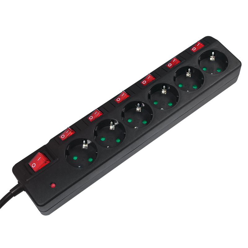 LogiLink Steckdosenleiste - Wechselstrom 250 V - 3680 Watt - Ausgangsanschlüsse: 6 (power CEE 7/3)