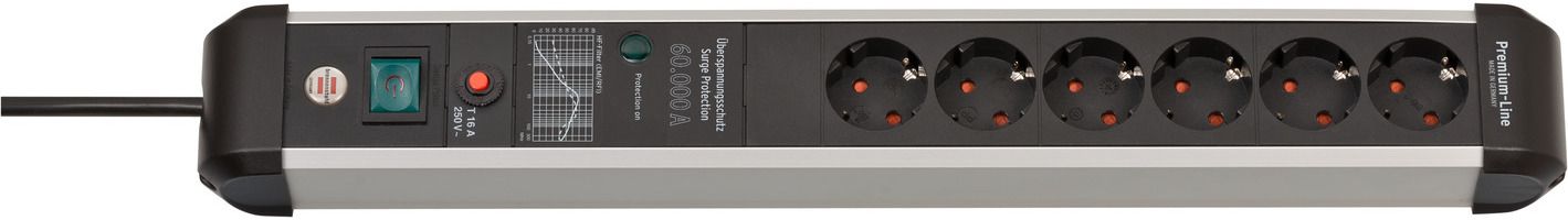 Brennenstuhl 1391010600, 3 m, Drinnen, Abgewinkelt, IP20, Schwarz, Silber, 6 AC-Ausgänge Brennenstuhl 1391010600, 3 m, Drinnen, Abgewinkelt, IP20, Schwarz, Silber, 6 AC-Ausgänge