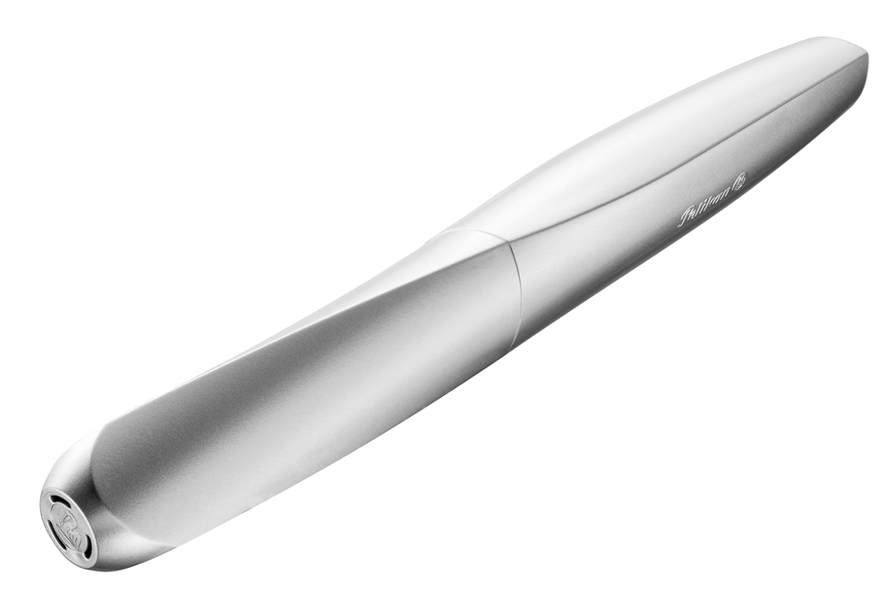 Pelikan Twist P457 Silber M + 1 GTP FS, Silber, Integriertes Befüllsystem, Rundspitze, Edelstahl, Medium, Box