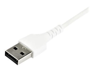 StarTech.com 2m USB-A auf USB-C Ladekabel - Dauerhaftes USB 2.0 auf USB Typ-C Datenübertragungs- und Schnellladekabel - Robuster TPE-Mantel Aramidfaser, M/M, 3A - Weiß (RUSB2AC2MW)