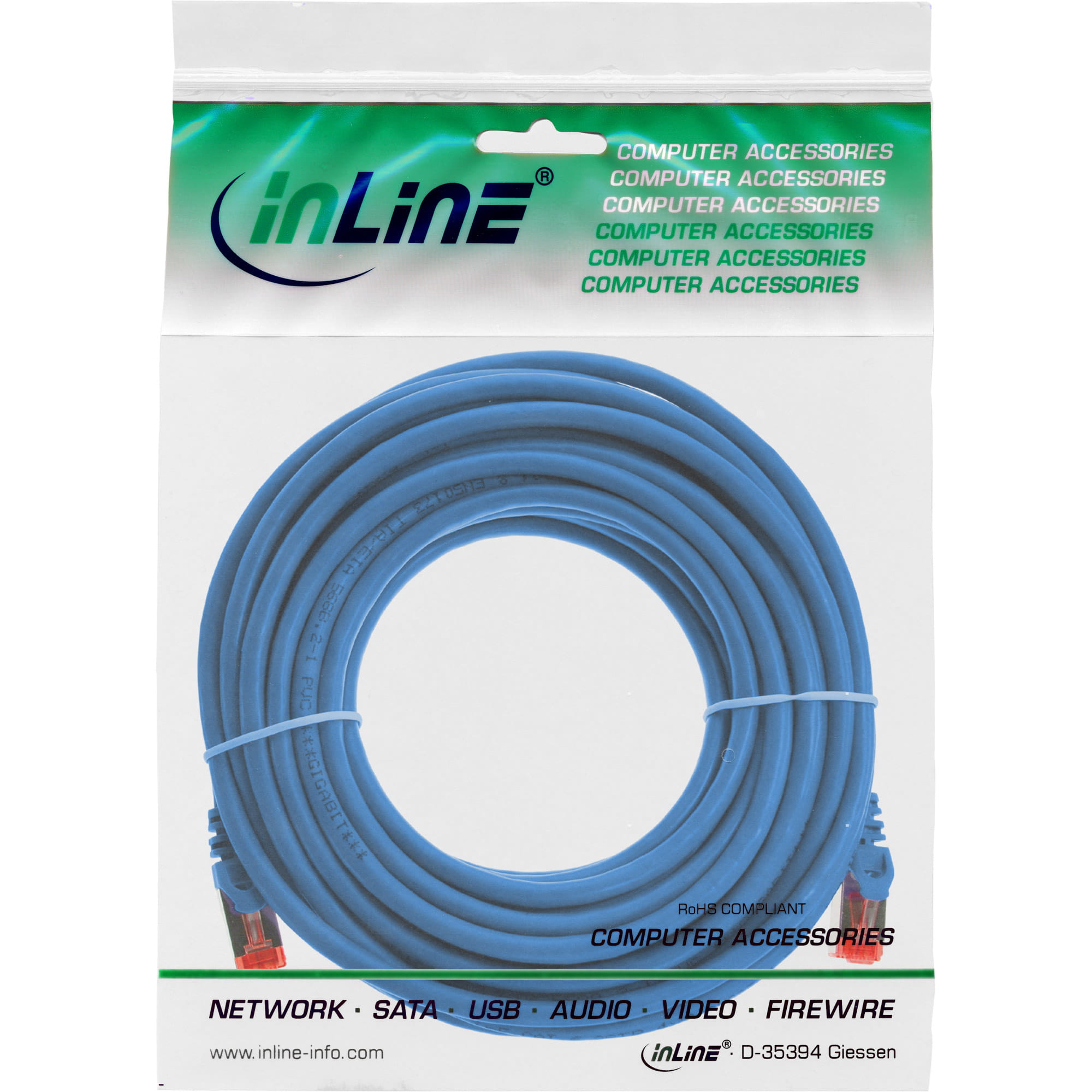 InLine Patchkabel - S/FTP (PiMf) - Cat.6 - halogenfrei - Kupfer - blau - 7,5m