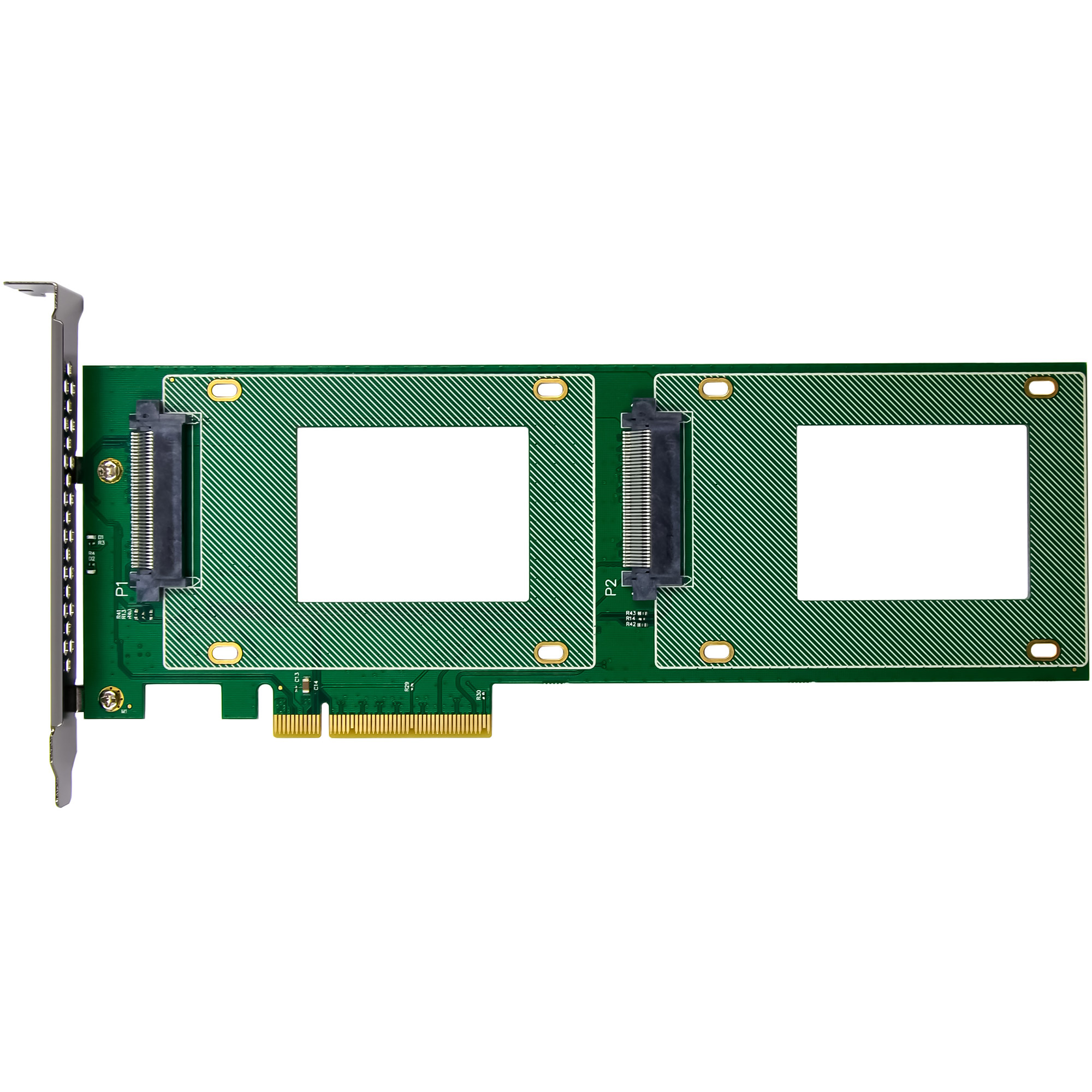 InLine PCIe Karte zu 2x intern U.2 NVMe SFF-8639 – Bifurcation - PCIe x8 - schmal