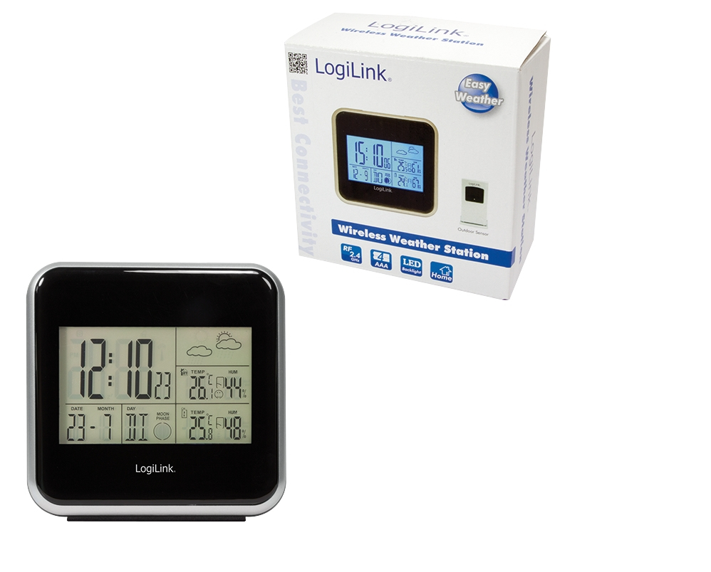 LogiLink WS0001, Schwarz, Innen-Hygrometer, Innen-Thermometer, Außen-Hygrometer, Außen-Thermometer, Hygrometer, Thermometer, Hygrometer, Thermometer, AAA