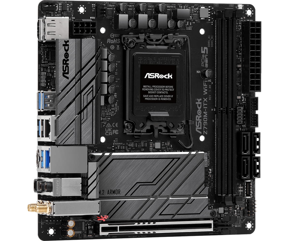 ASRock Z790M-ITX WiFi - Motherboard - Mini-ITX - LGA1700 Sockel - Z790 Chipsatz - Bluetooth, 2.5 Gigabit LAN, Wi-Fi 6, Gigabit LAN - Onboard-Grafik (CPU erforderlich)