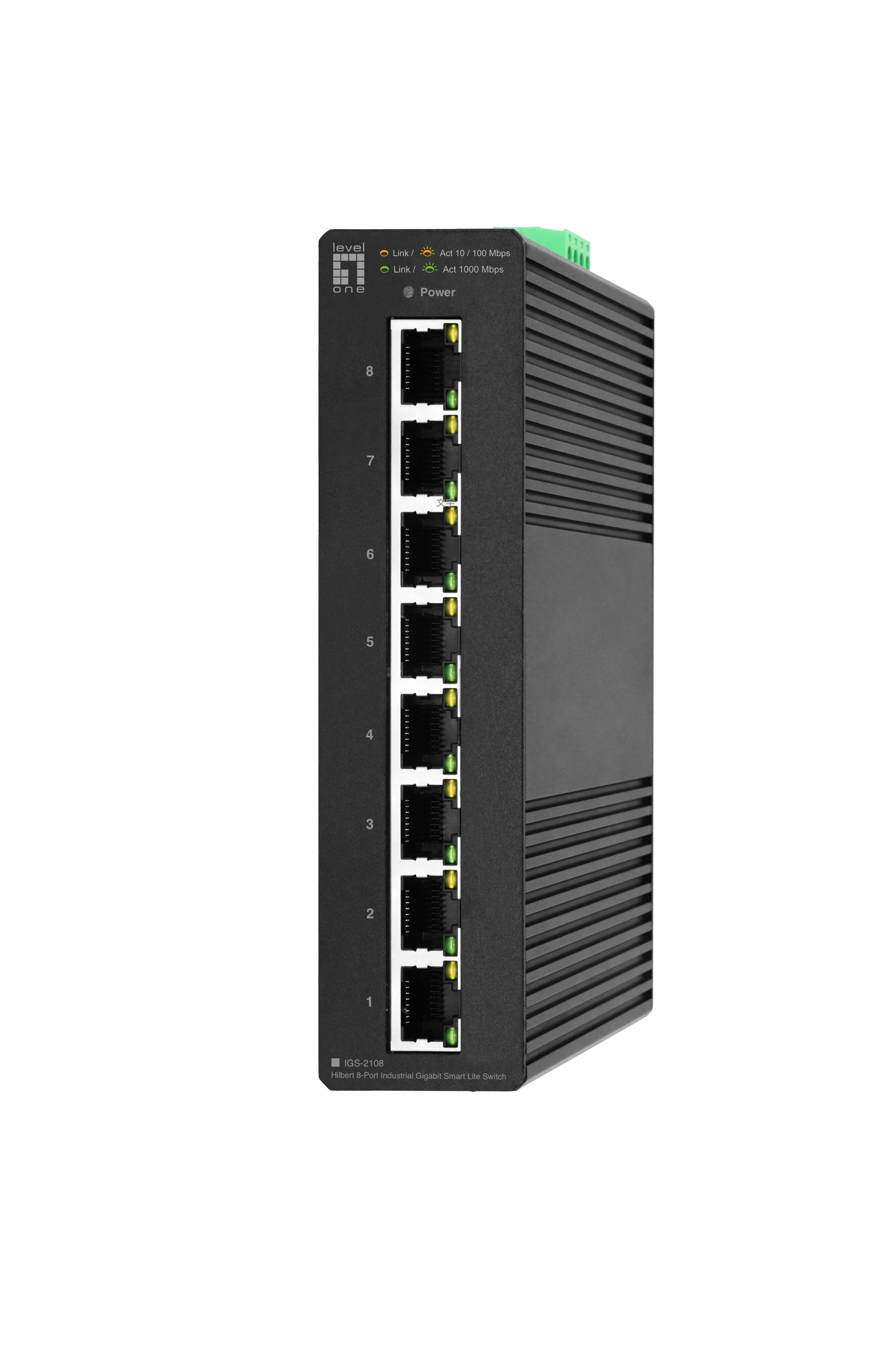 LevelOne Hilbert 8-Port Industrial Gigabit Smart Lite Switch, Managed, L2, Gigabit Ethernet (10/100/1000), Vollduplex