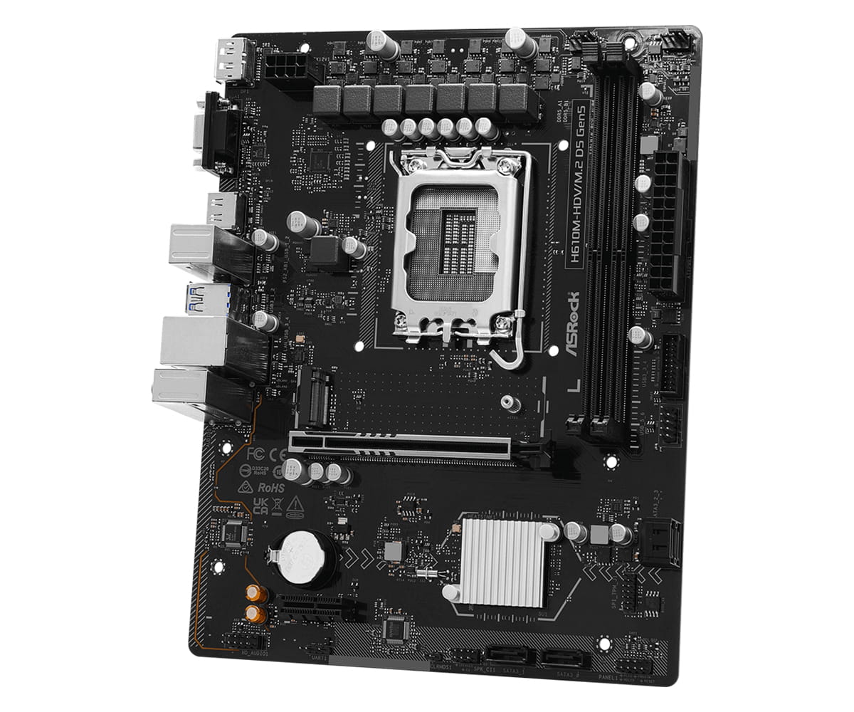 ASRock H610M-HDV/M.2 D5 Gen5, Intel, LGA 1700, Intel Core i7 12th Gen, Intel Core i5 14th Gen, Intel Core i5 13th Gen, Intel Core i5 12th Gen,..., DDR5-SDRAM, 128 GB, DIMM