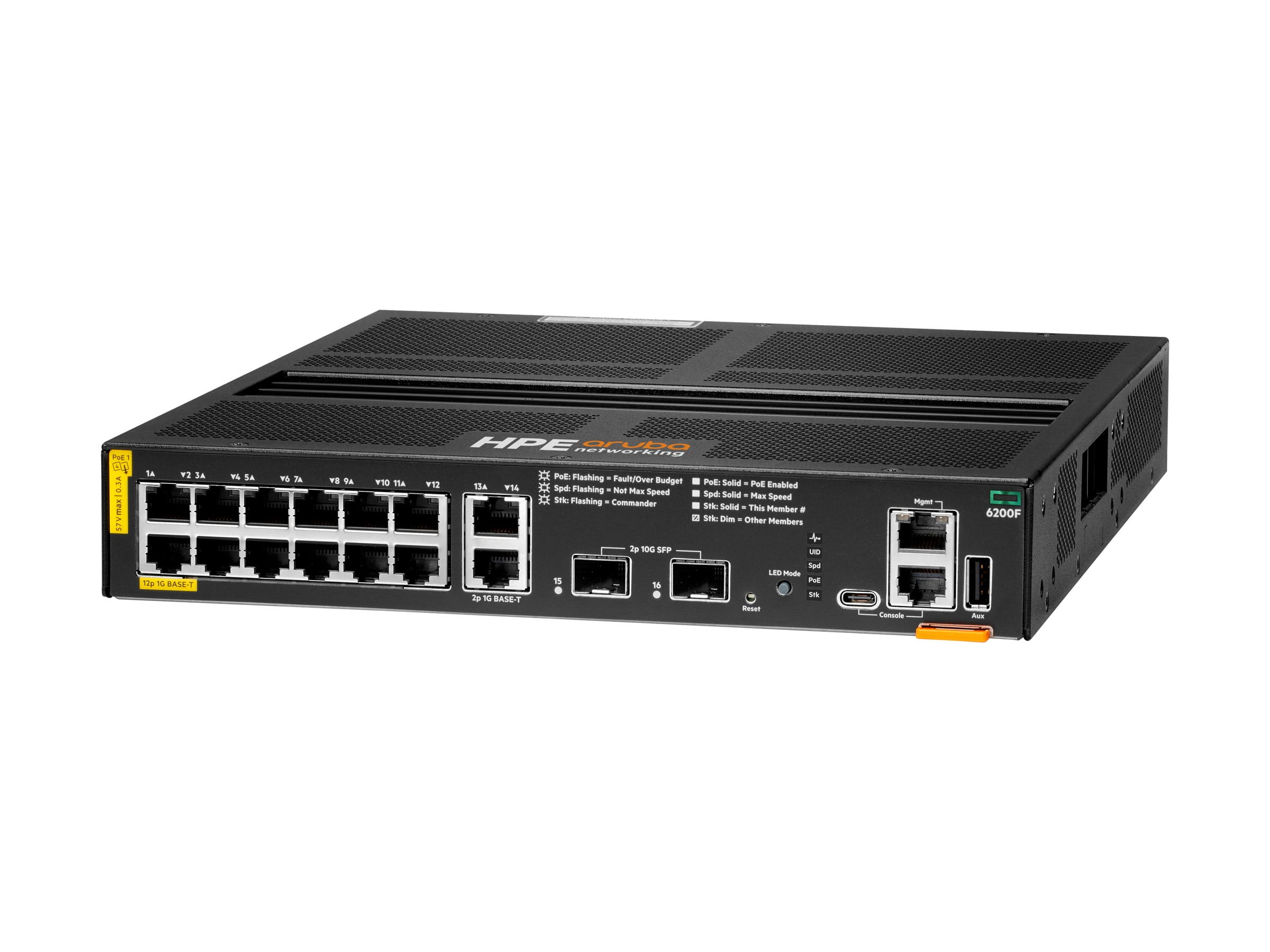 HPE Aruba Networking 6200F 12G Class4 PoE 2G/2SFP+ 139W Switch - Switch - L3 - managed - 12 x 10/100/1000 (PoE+)