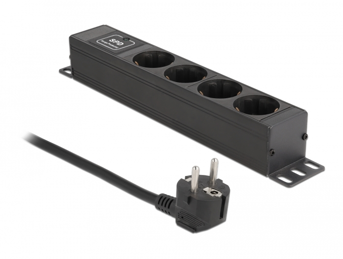 Delock Steckdosenleiste (Wandmontage) - AC 220-250 V - 3500 Watt - Eingabe, Eingang power CEE 7/7 - Ausgangsanschlüsse: 4 (4 x CEE 7/3)