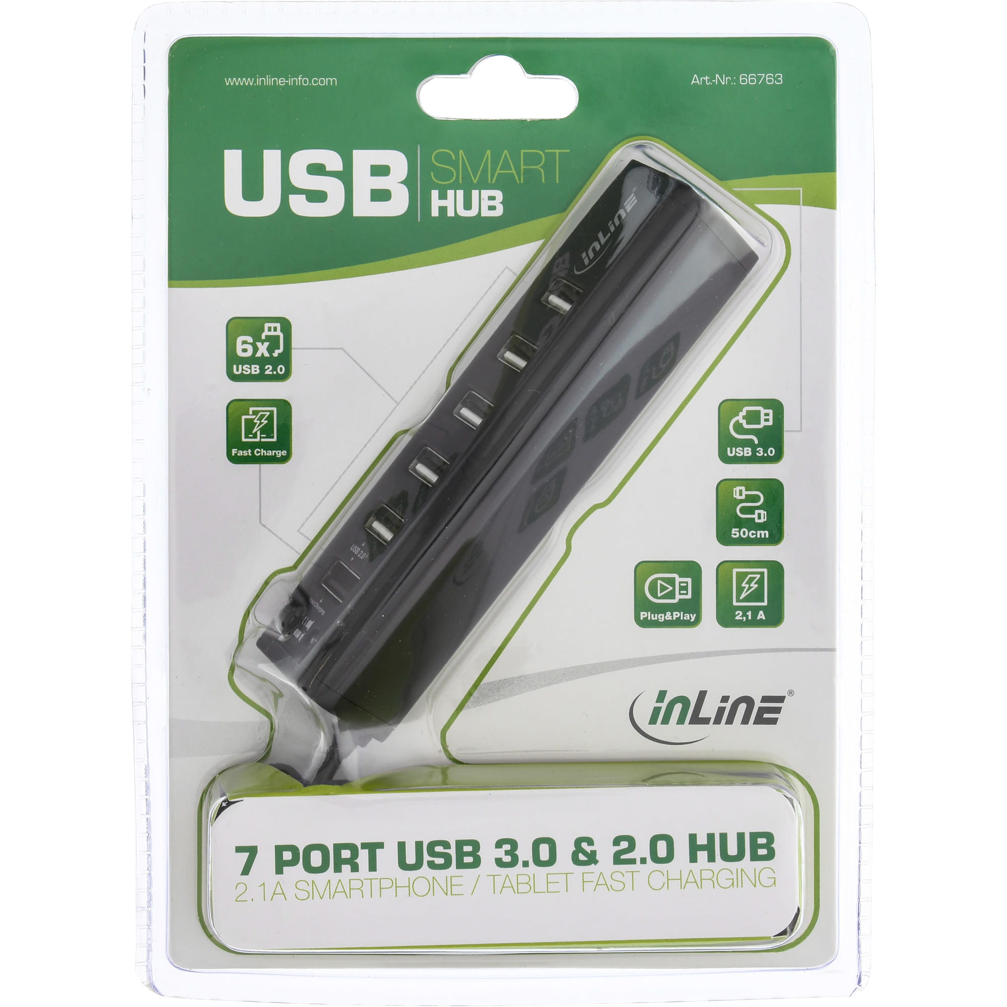InLine Smart Hub - 7-fach USB 3.2 Gen.1 / 2.0 Hub mit Schnelllade-Anschluss