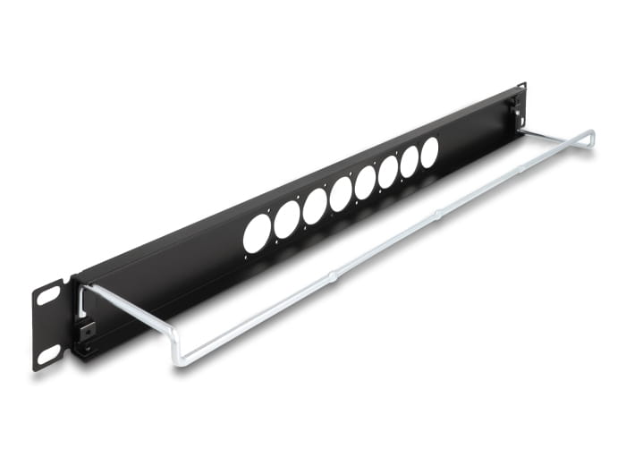 Delock Patchpanel (Blindblech) - D-Typ, Zugentlastung, zentral - Rack montierbar - Schwarz - 1U - 48.3 cm (19")