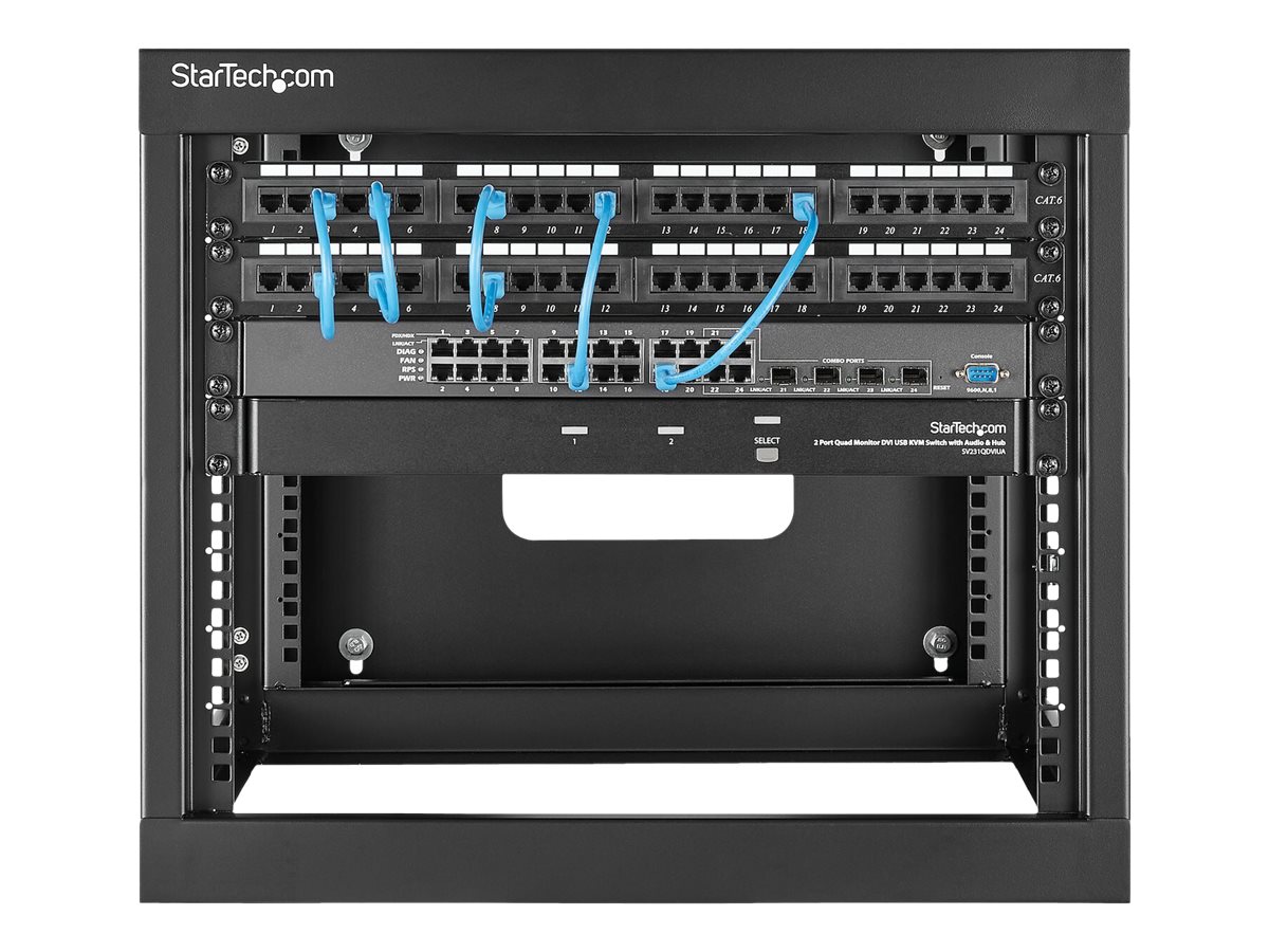 StarTech.com "8U Hinged Open Frame Wall Mount Network Rack - 4-Post 22"" Depth Swing Out Computer Equipment Rack - 140lbs capacity (RK819WALLOH)"