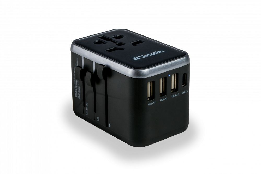 Verbatim UTA-04 - Netzteil - Universal - 61 Watt - 3 A - QC 3.0, PD 3.0 - 5 Ausgabeanschlussstellen (2 x USB-C, 3 x USB Typ A)