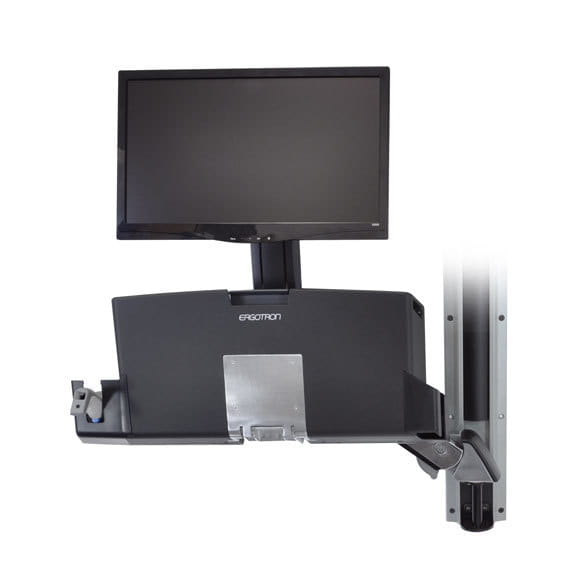 Ergotron Sit-Stand Combo Ablageflächen-System - Befestigungskit (Griff, CPU-Halter, 2 Schienenabdeckungen, 2 Kabelkanäle, Handgelenkkissen, Display-Halterung, Tastatur-Tablett, CPU Wandhalterung, Mausablage zum Herausziehen, VESA-Halterung, Wandschiene