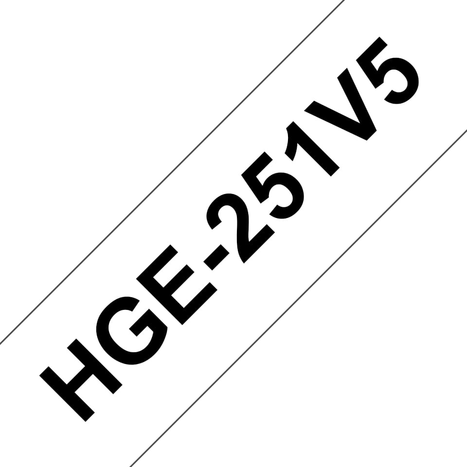 Brother HGE-251V5 - Schwarz auf Weiß - Rolle (2,4 cm x 8 m)