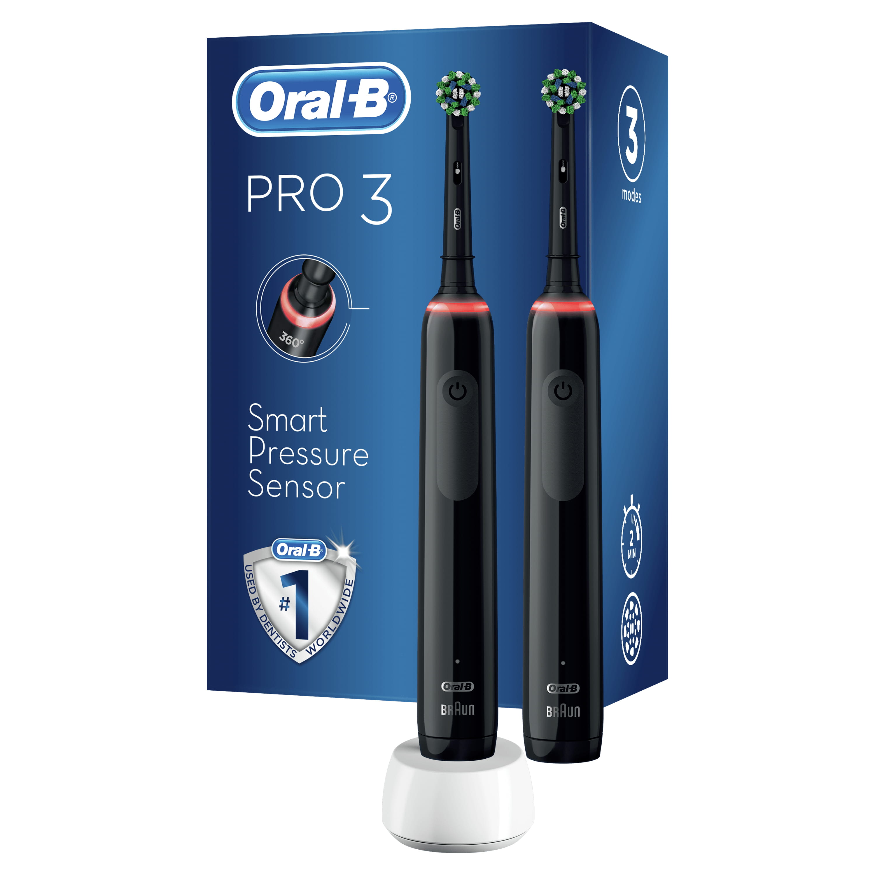 Oral-B Pro 3 3900, Erwachsener, Vibrierende Zahnbürste, Tägliche Pflege, Sensibel, für weiße Zähne, 4 x 30 sec, Deutschland, Akku