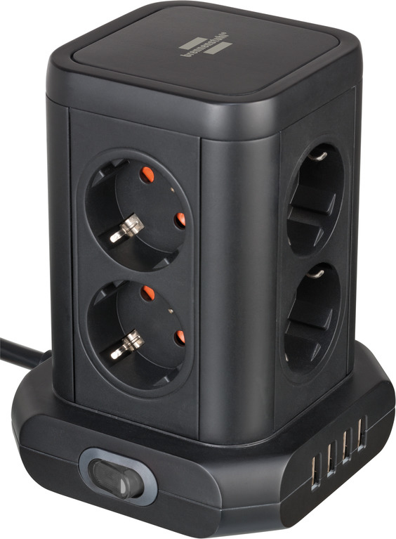 Brennenstuhl 1153560000, 2 m, Indoor, IP20, Schwarz, 8 AC-Ausgänge, 120 mm