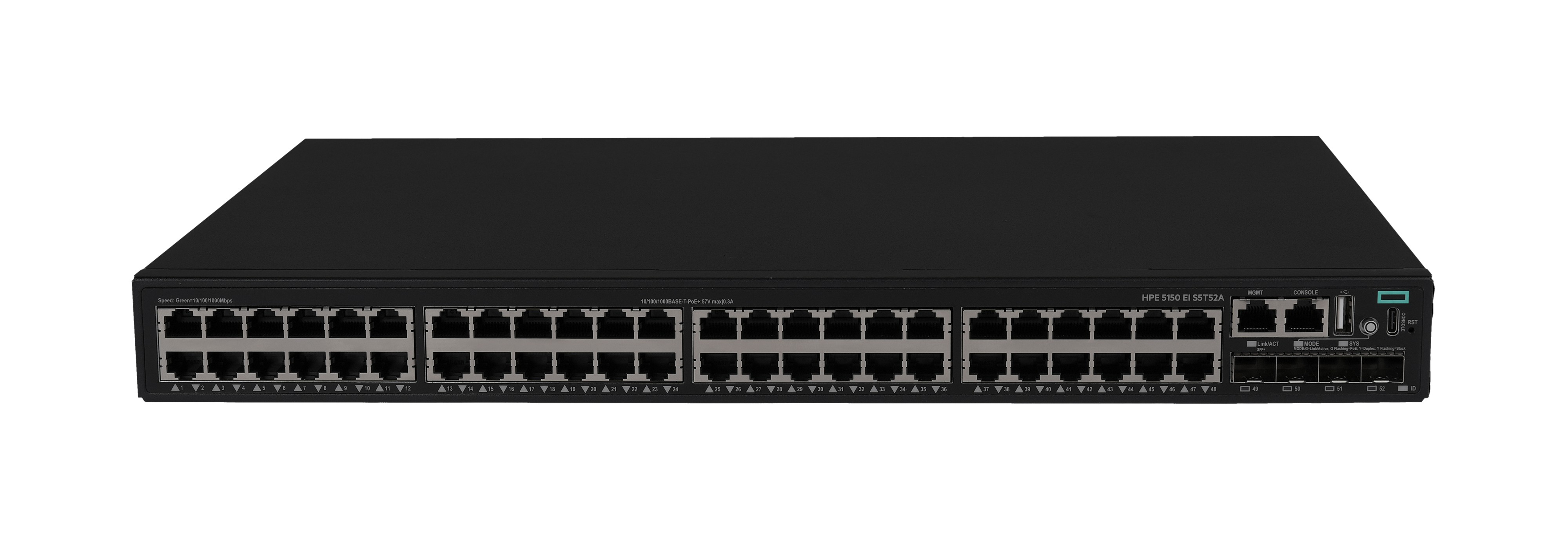HPE Networking Comware 5150EI 48p 10M/100M/1G PoE+ 4p SFP+ 1G/10G Switch - Switch - L3 - managed - 48 x 10/100/1000Base-T (PoE+)