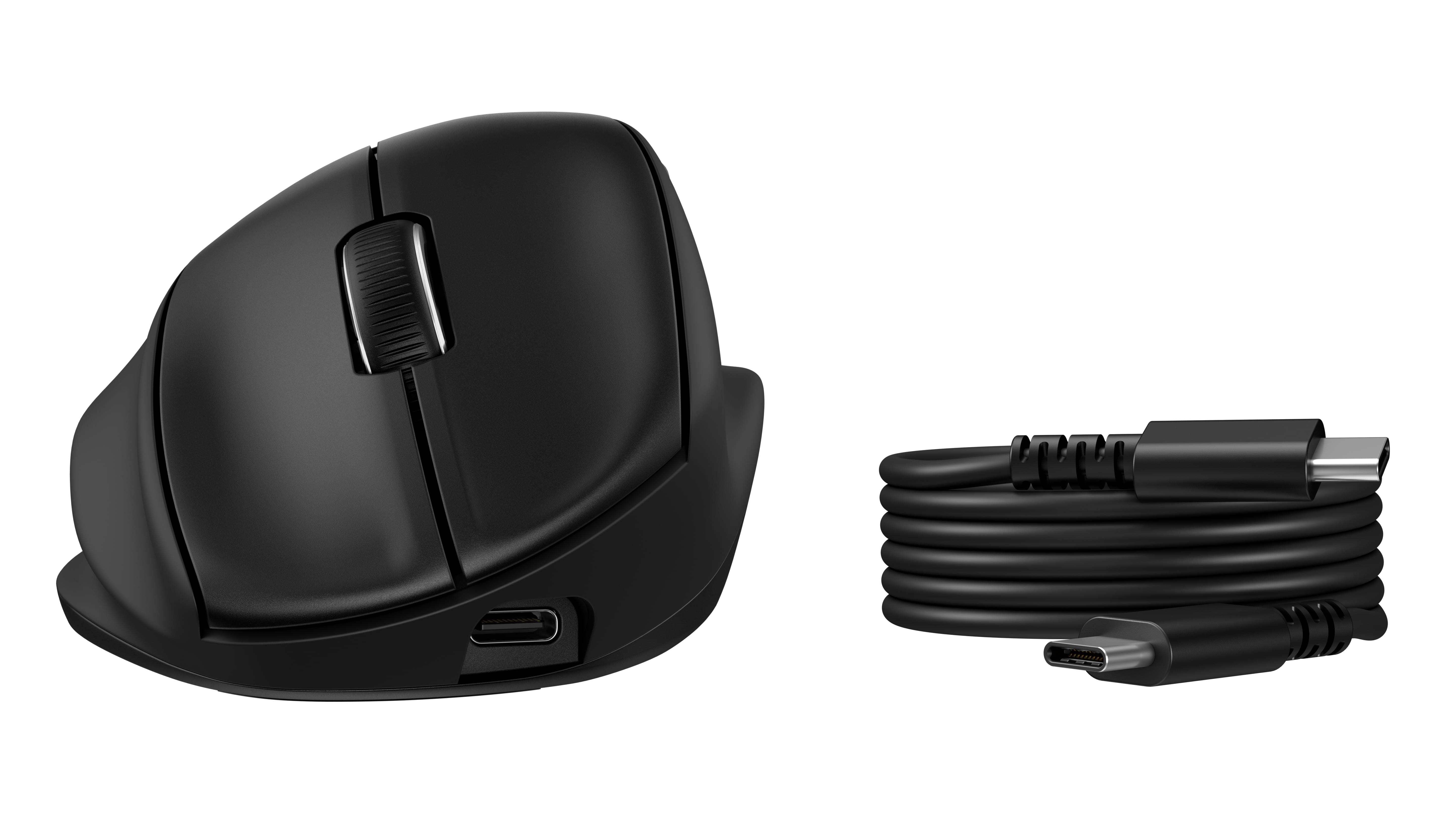 HP 725M - Maus - 21° semi-vertikaler Neigungswinkel - ergonomisch - Für Rechtshänder - 7 Tasten - kabellos - Bluetooth, 2.4 GHz - kabelloser Empfänger (USB)