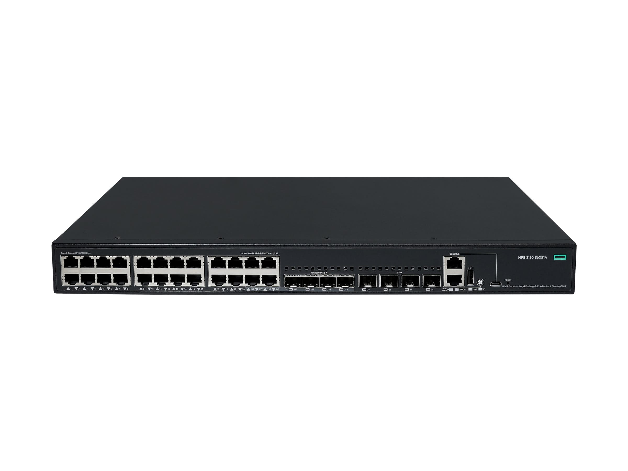 HPE Networking Comware 5150L 24p 10M/100M/1G PoE+ 4p SFP 1G Combo 4p SFP+ 1G/10G 405W - Switch - L3 - managed - 24 x 10/100/1000Base-T (PoE+)