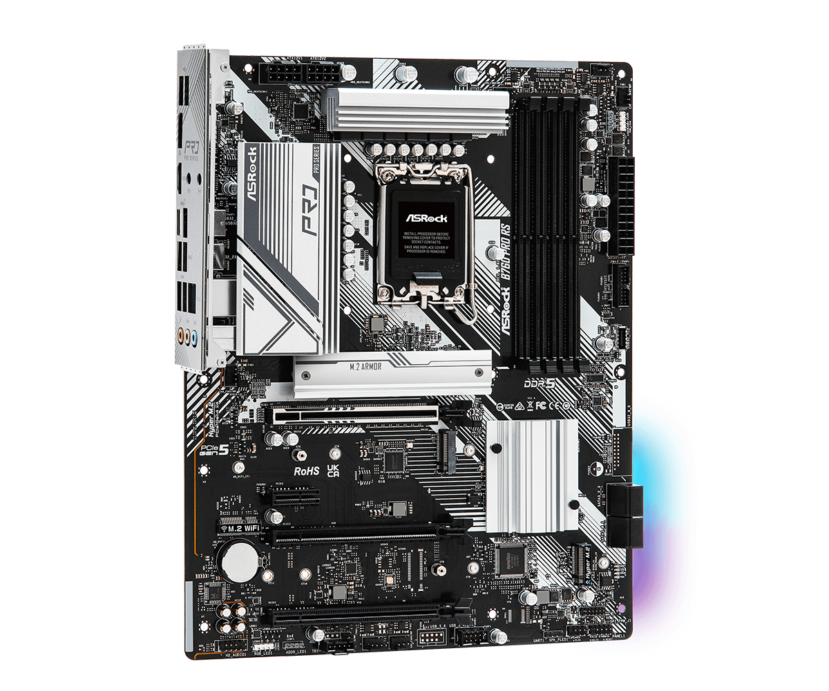 ASRock B760 PRO RS - Motherboard - ATX - LGA1700-Sockel - B760 Chipsatz - USB-C 3.2 Gen2, USB 3.2 Gen 2, USB 3.2 Gen 1 - 2.5 Gigabit LAN - Onboard-Grafik (CPU erforderlich)