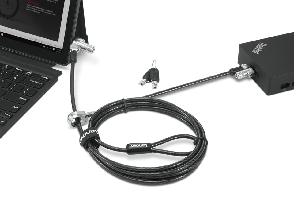 Lenovo 4XE1B81918, 1,8 m, Kensington, Schlüssel, Karbonstahl, Kunststoff, Schwarz
