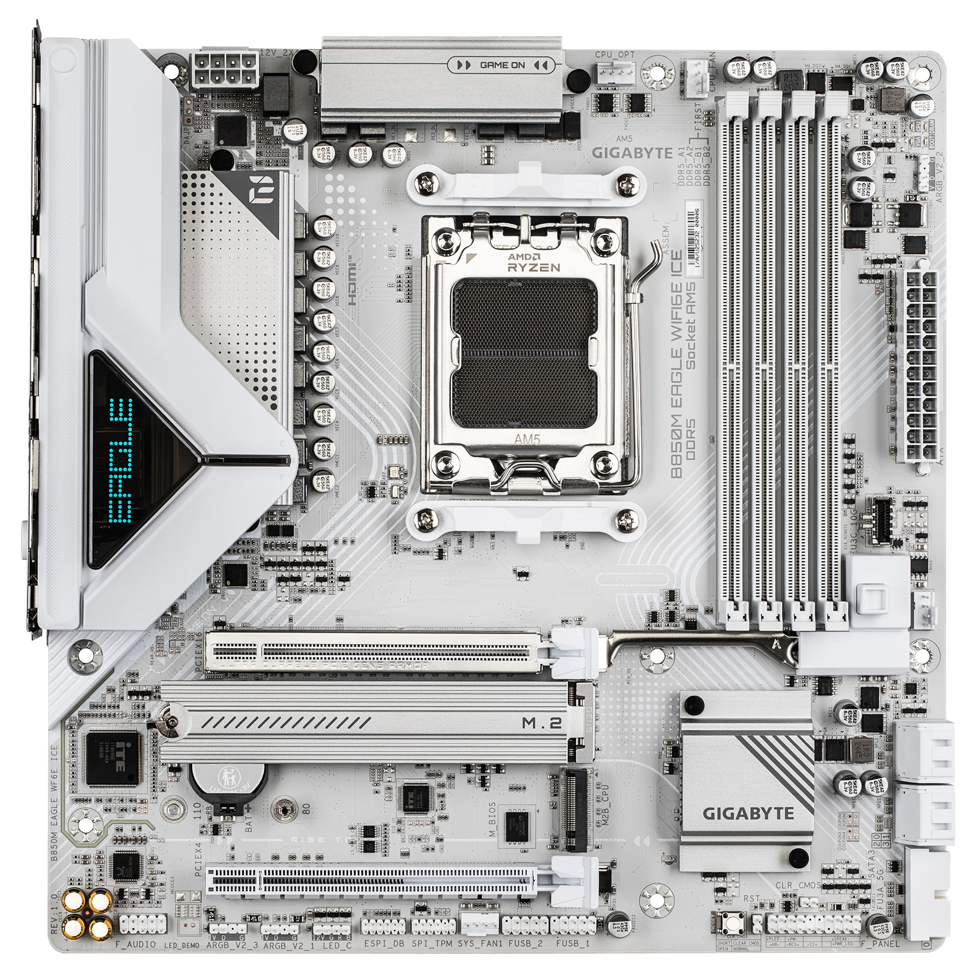 Gigabyte B850M EAGLE WIFI6E ICE - Motherboard - micro ATX - Socket AM5 - AMD B850 Chipsatz - USB-C 3.2 Gen2, USB 3.2 Gen 2, USB 3.2 Gen 1 - 2.5 Gigabit LAN, Wi-Fi 6E, Bluetooth - Onboard-Grafik (CPU erforderlich)