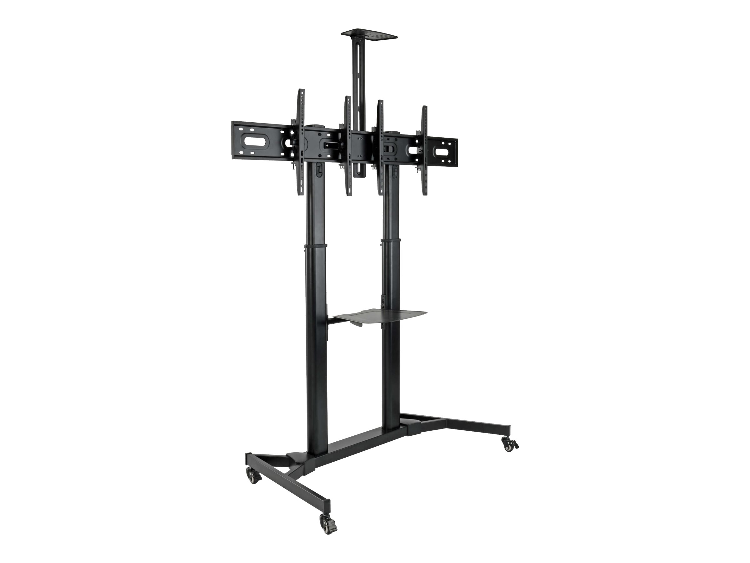 Dual Screen Mobile TV Floor Stand Cart Height-Adjustable 35-45in - Wagen (Befestigungen, Schraubenschlüssel)