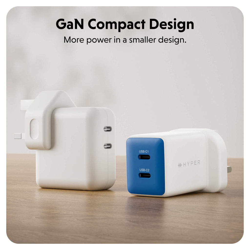 Targus HyperJuice - Netzteil - GaN - 45 watt - 2 Ausgabeanschlussstellen (2 x USB-C)