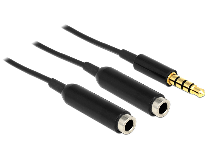 Delock Audio-Splitter - 4-poliger Mini-Stecker weiblich zu 4-poliger Mini-Stecker männlich