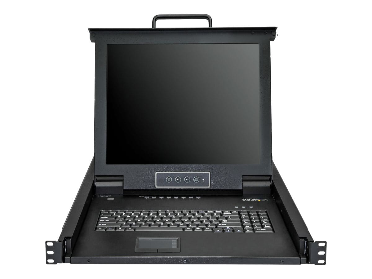 StarTech.com 8 Port Rack KVM Konsole mit 1,8 m Kabeln - US Tastatur(QWERTY), Integrierter KVM Switch mit 17" LCD Monitor - 1HE LCD KVM Konsole - OSD KVM - 50.000 MTBF - USB + VGA(RKCONS1708K) - KVM-Konsole mit KVM-Switch - 8 Anschlüsse - USB - 43.2 cm (