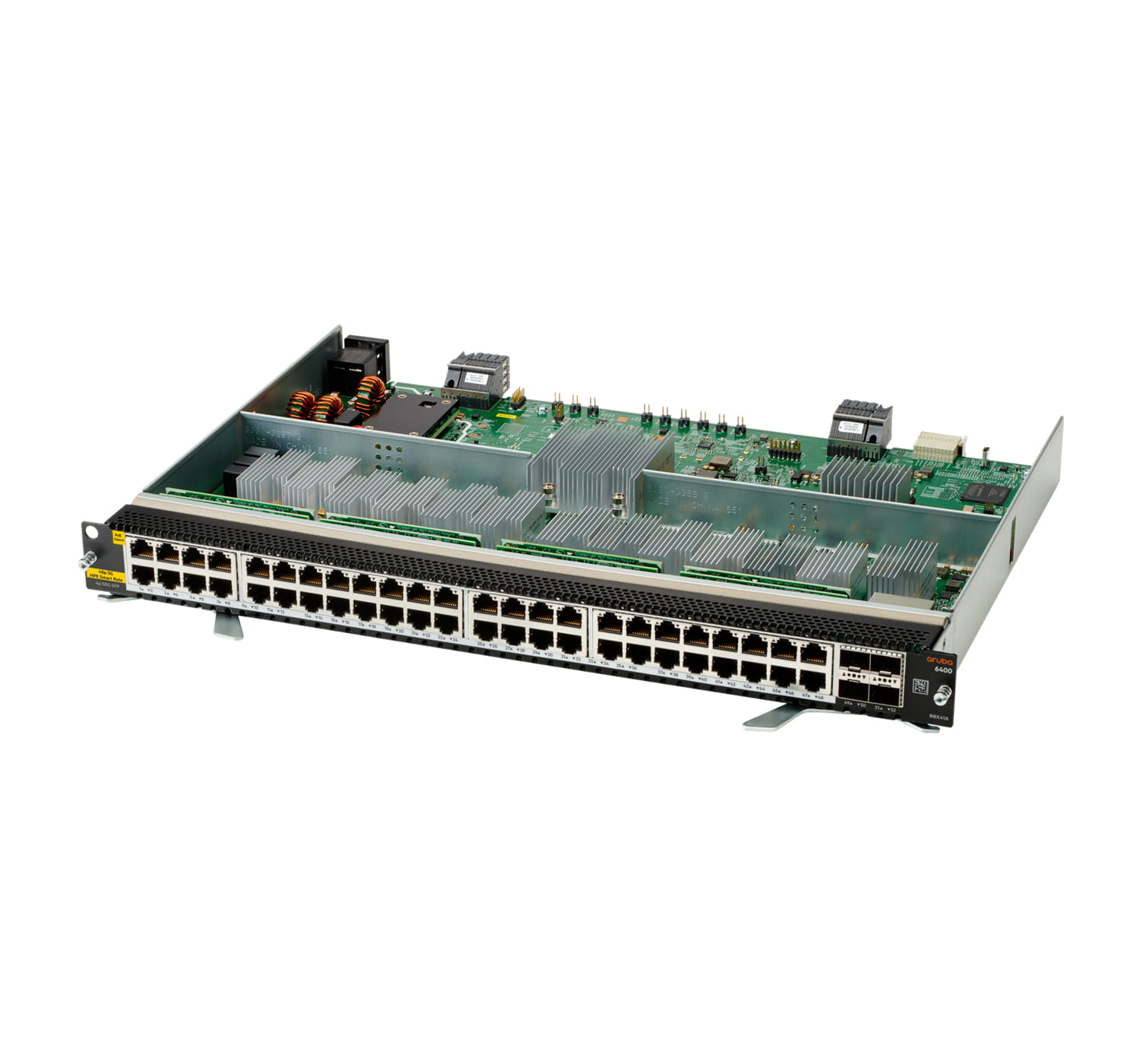 HPE Aruba Networking 6400 48-port HPE Smart Rate 1/2.5/5GbE Class 6 PoE and 4-port SFP56 v2 Module - Switch - L3 - 48 x 1/2.5G/5G (PoE) HPE Aruba Networking 6400 48-port HPE Smart Rate 1/2.5/5GbE Class 6 PoE and 4-port SFP56 v2 Module - Switch - L3 - 48 x 1/2.5G/5G (PoE)
