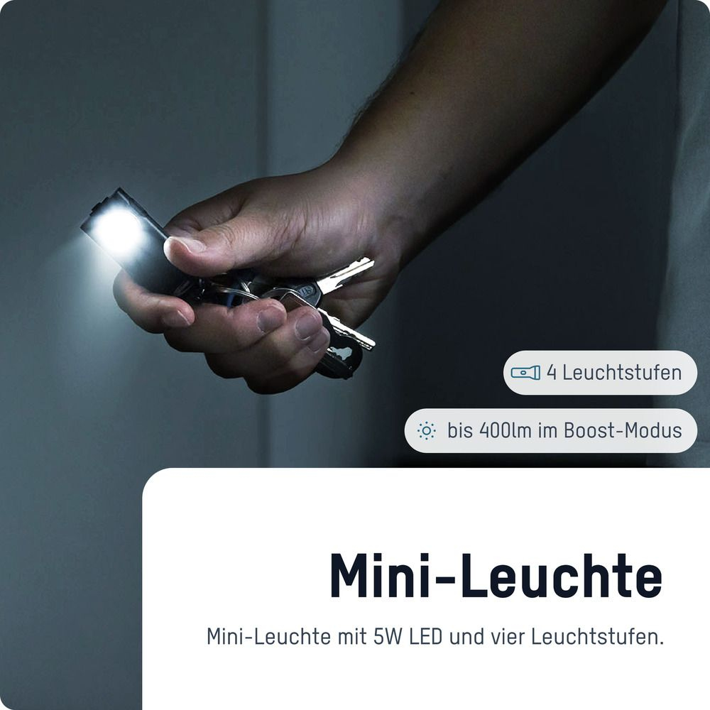 Ansmann ML400R, Schlüsselanhänger-Blinklicht, Schwarz, Acrylnitril-Butadien-Styrol (ABS), Aluminium, Tasten, IPX4, III