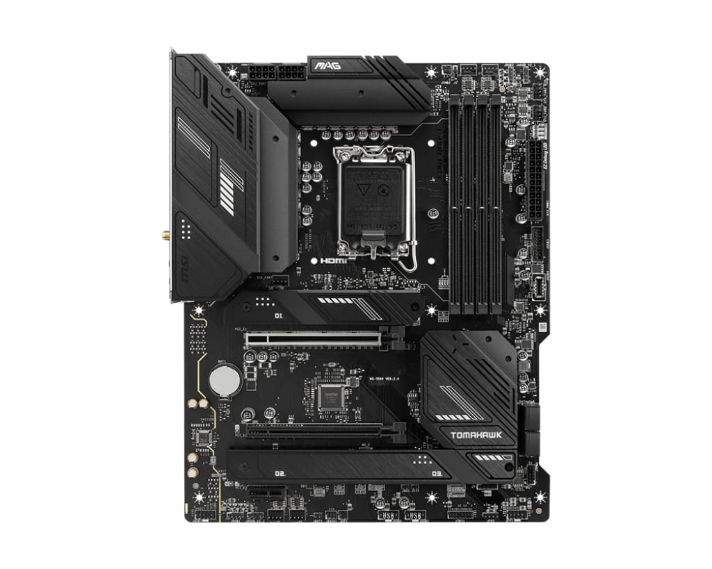 MSI MAG B760 TOMAHAWK WIFI - Motherboard - ATX - LGA1700-Sockel - B760 Chipsatz - USB 3.2 Gen 1, USB 3.2 Gen 2, USB-C 3.2 Gen2, USB-C 3.2 Gen 2x2 - 2.5 Gigabit LAN, Wi-Fi 6E, Bluetooth - Onboard-Grafik (CPU erforderlich)