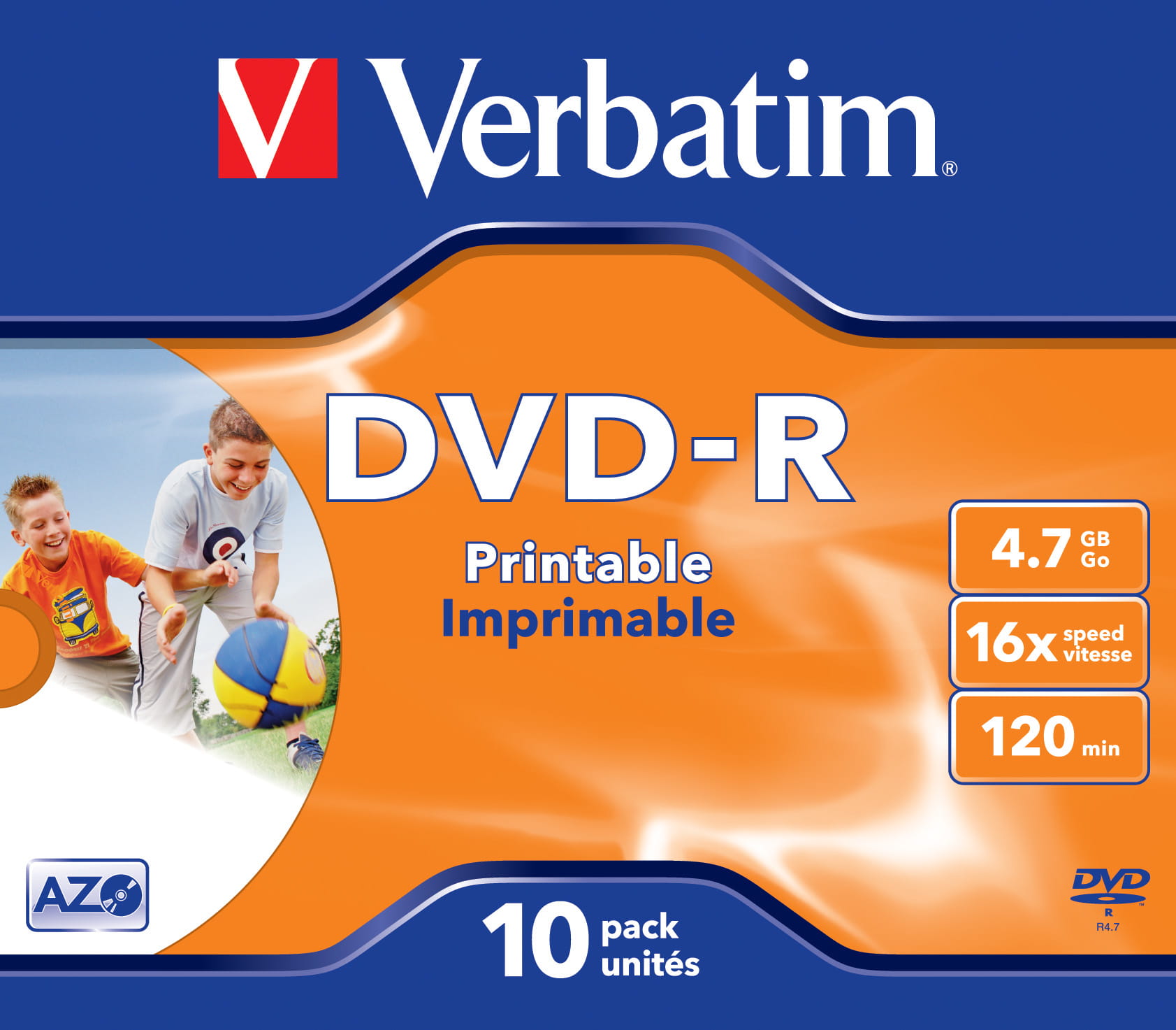 Verbatim 10 x DVD-R - 4.7 GB 16x - breite bedruckbare Fläche für Fotos - Jewel Case (Schachtel)