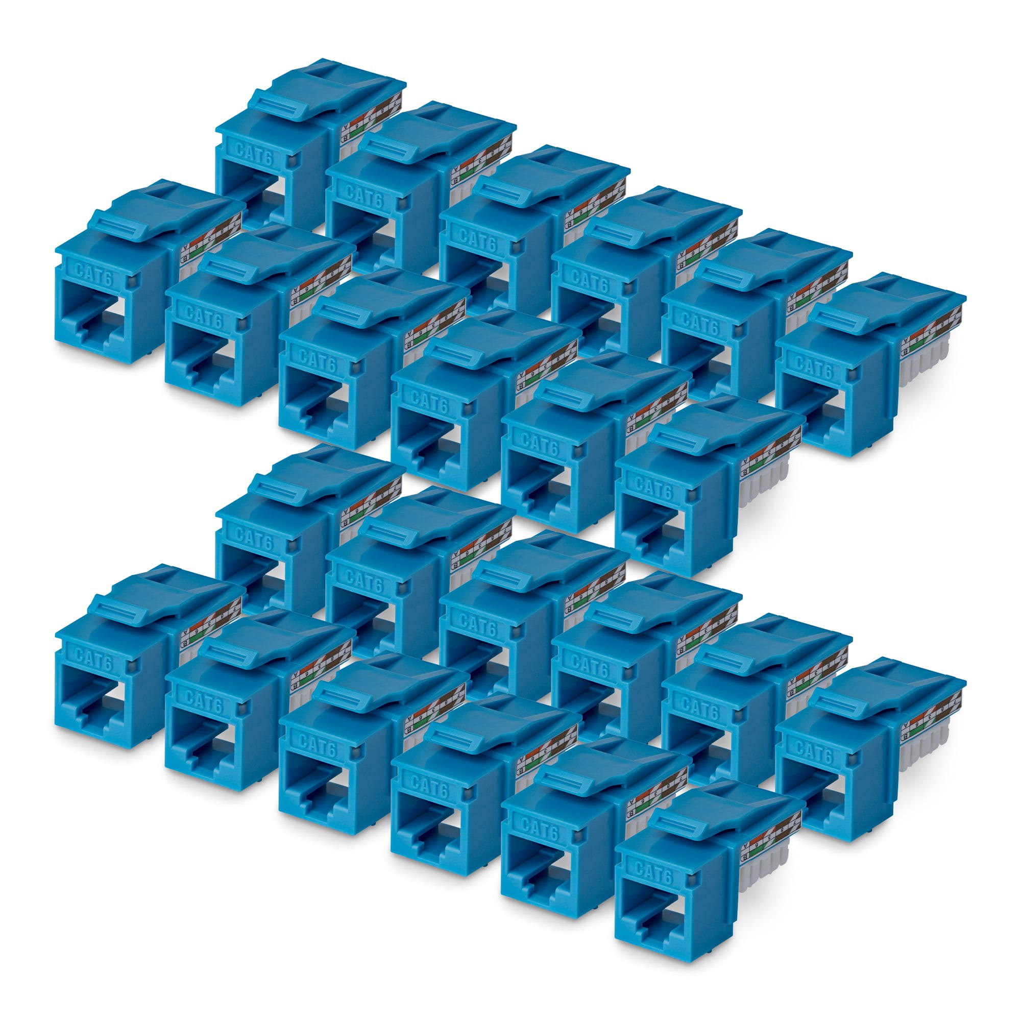 StarTech.com Cat6 Keystone Jack Modul, 24er-Pack RJ45 Ethernet Keystone Buchse, UTP Cat6 Wandbuchse, 90 Grad 110 Punch Down Buchse, Blau, Abgewinkelt, Blau, RJ-45, Buchse, Buchse, 10GBase-T
