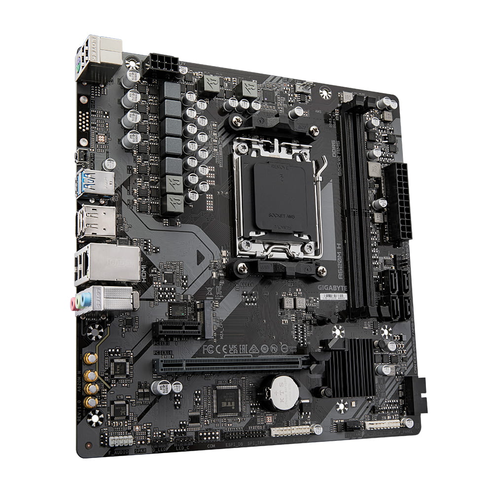 Gigabyte A620M H - Motherboard - micro ATX - Socket AM5 - AMD A620 Chipsatz - USB 3.2 Gen 1, USB-C 3.2 Gen 1 - Gigabit LAN - Onboard-Grafik (CPU erforderlich)